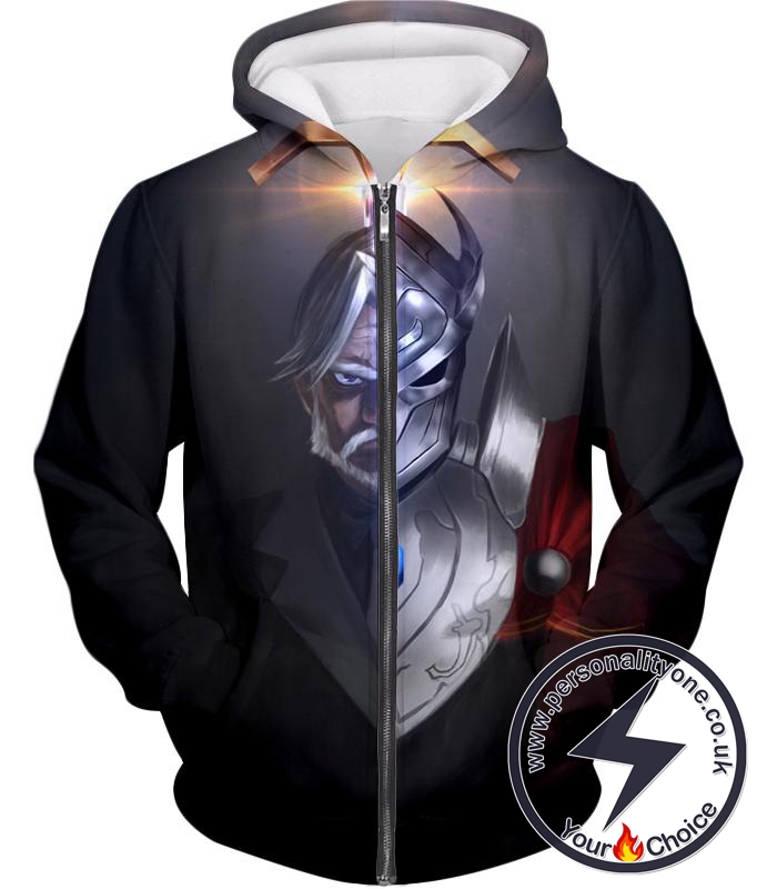 Overlord The Iron Butler and Touch Me Super Cool Anime Black Zip Up Hoodie